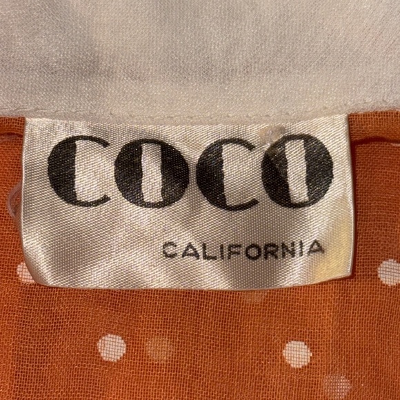 Vintage 1960”s Coco California Sheer Orange Polka Dot Dress - Picture 7 of 7